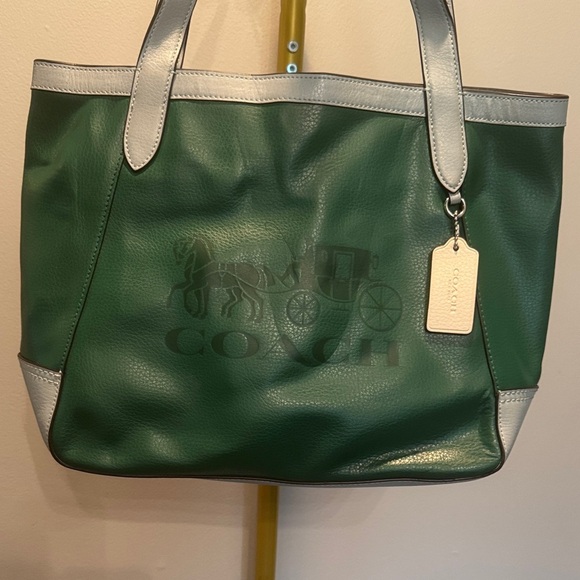 Coach color block Green Tote Bag EUC - Picture 1 of 16
